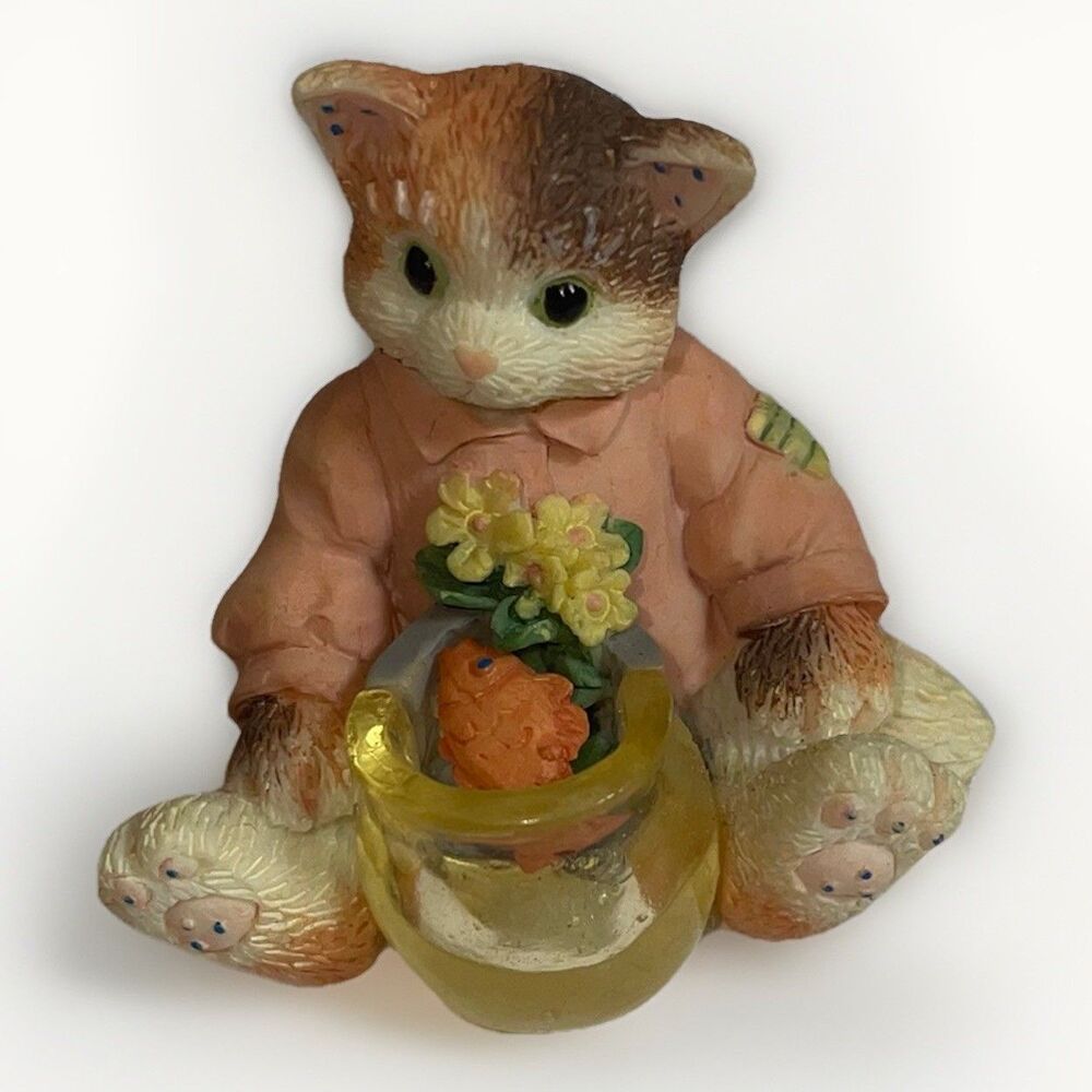 Kitty With Fish Bowl 1996 Enesco Calico Kittens Itty Bitty Kitty Figure 204048
